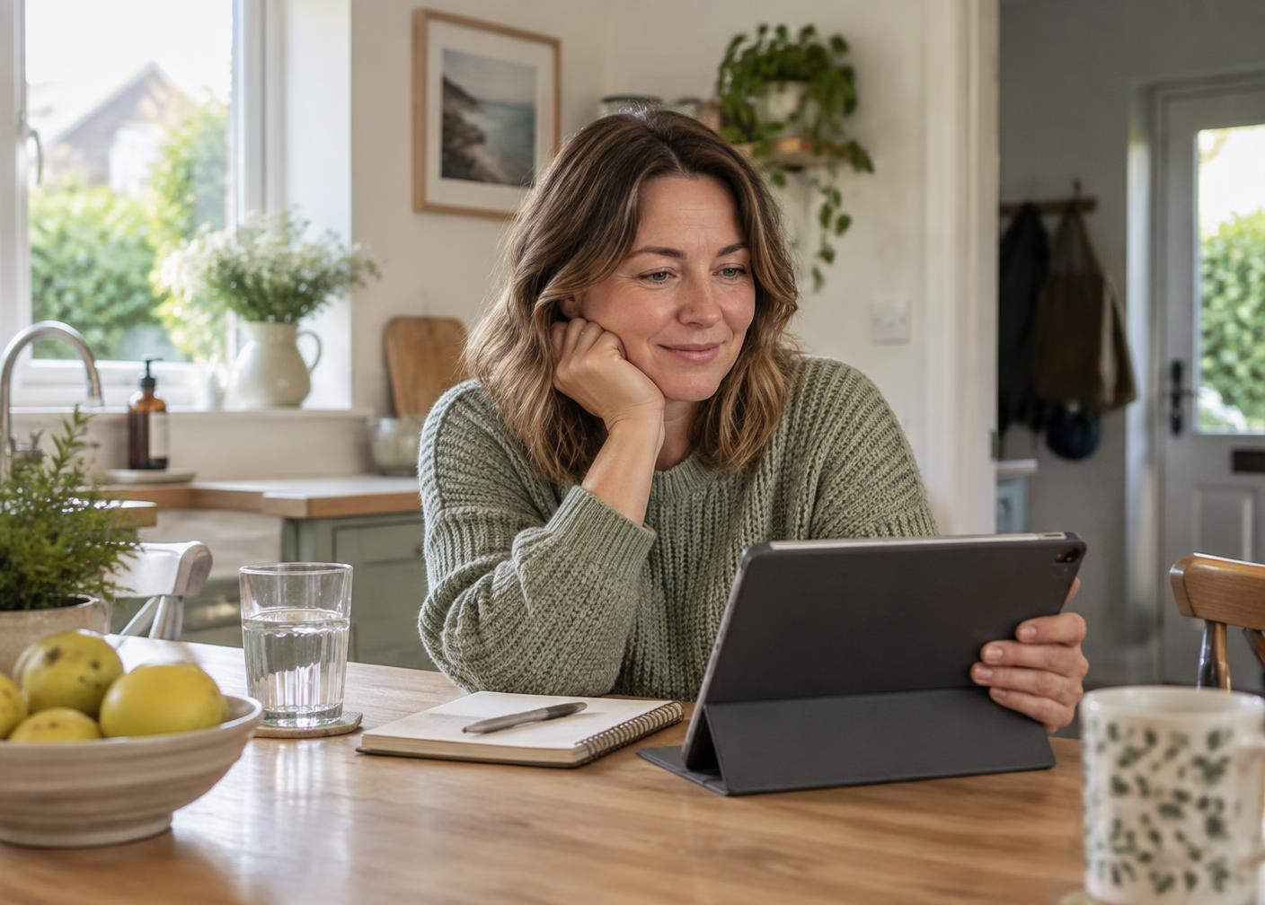 A member reflecting on her daily foundations at home