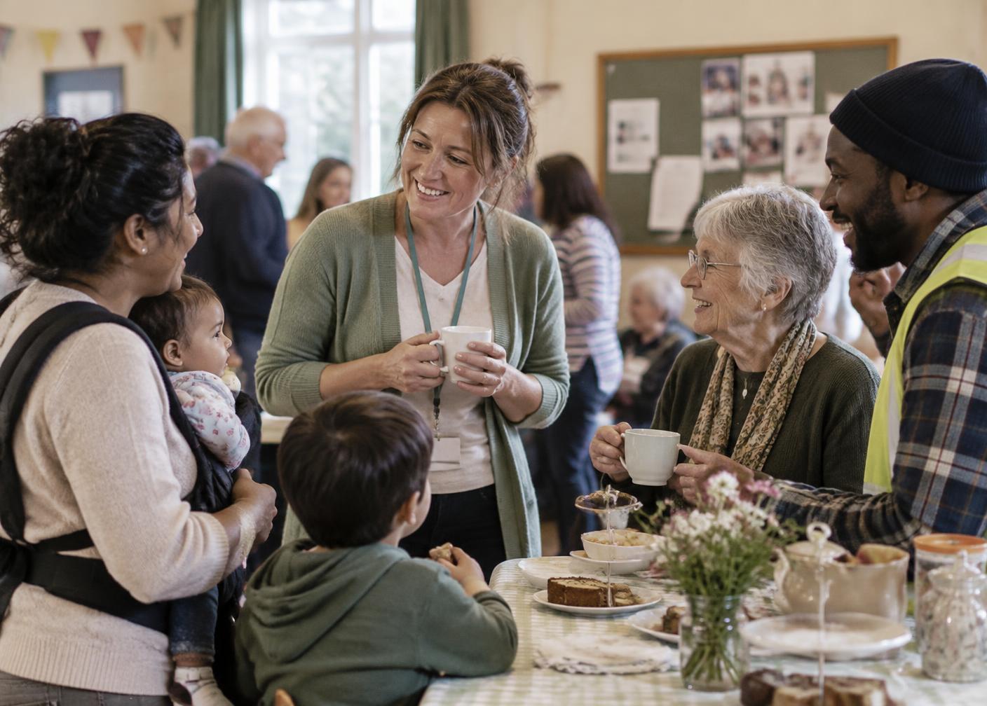 The same community nurse helping at a neighbourhood event