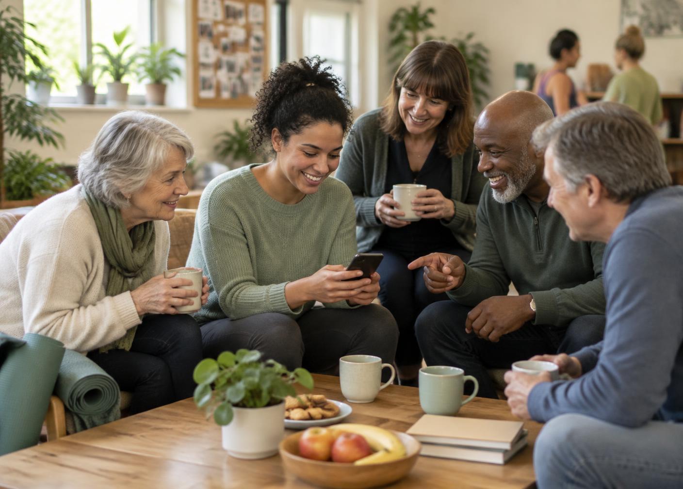 A community group encouraging one another to continue