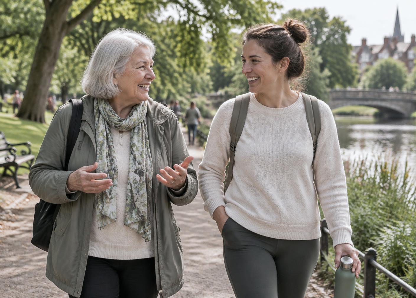 Two friends building movement and encouragement into everyday life